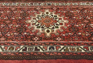Vintage Bittersweet Red Geometric 2'8X16'4 Hamedan Persian Runner Rug