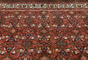 Vintage Bittersweet Red Geometric 2'8X16'4 Hamedan Persian Runner Rug