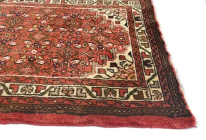 Vintage Bittersweet Red Geometric 2'8X16'4 Hamedan Persian Runner Rug