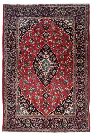 Vintage Red Traditional Floral 5X7 Kashan Persian Rug