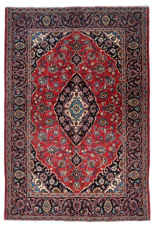 Vintage Red Traditional Floral 5X7 Kashan Persian Rug