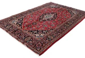 Vintage Red Traditional Floral 5X7 Kashan Persian Rug