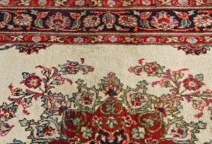 Semi Antique Cream Traditional 4'8X6'2 Mashad Persian Rug