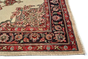 Semi Antique Cream Traditional 4'8X6'2 Mashad Persian Rug