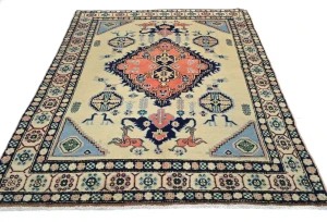 Vintage Red Pictoral Traditional 4X6 Tabriz Persian Rug