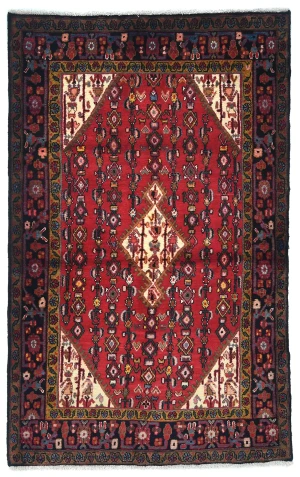 Vintage Red Floral Tribal 4X6 Hamedan Persian Rug