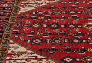 Vintage Red Floral Tribal 4X6 Hamedan Persian Rug