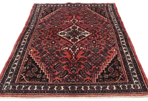 Vintage Bittersweet Red Floral Tribal 4'4X6'11 Hamedan Persian Rug
