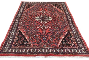 Vintage Bittersweet Red Floral Tribal 4'4X6'11 Hamedan Persian Rug
