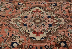 Vintage Light Salmon Floral Tribal 3'4X7'1 Hamedan Persian Rug