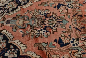 Vintage Light Salmon Floral Tribal 3'4X7'1 Hamedan Persian Rug