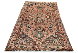 Vintage Light Salmon Floral Tribal 3'4X7'1 Hamedan Persian Rug