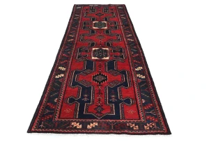 Vintage Red Tribal 3'4X9'5 Hamedan Persian Runner Rug