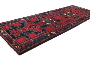 Vintage Red Tribal 3'4X9'5 Hamedan Persian Runner Rug