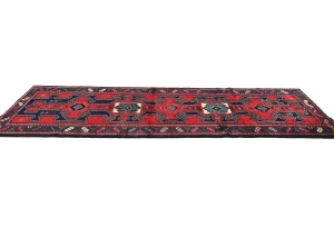 Vintage Red Tribal 3'4X9'5 Hamedan Persian Runner Rug