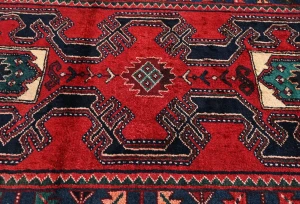 Vintage Red Tribal 3'4X9'5 Hamedan Persian Runner Rug