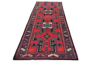 Vintage Red Tribal 3'4X9'5 Hamedan Persian Runner Rug