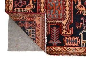 Vintage Purple-navy Tribal Pictorial 3X10 Meshkin Persian Runner Rug