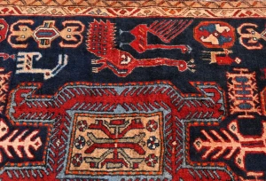 Vintage Purple-navy Tribal Pictorial 3X10 Meshkin Persian Runner Rug