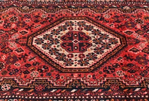 Vintage Red Tribal 3'6X9'5 Shiraz Persian Runner Rug