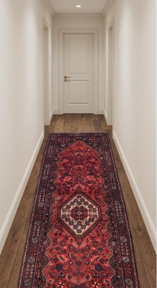 Vintage Red Tribal 3'6X9'5 Shiraz Persian Runner Rug
