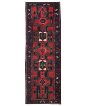 Vintage Red Floral Tribal 3'3X9'5 Hamedan Persian Runner Rug