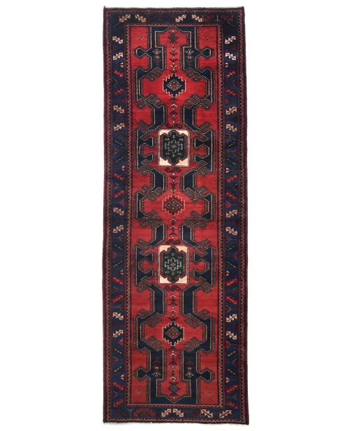 Vintage Red Floral Tribal 3'3X9'5 Hamedan Persian Runner Rug