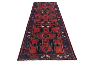 Vintage Red Floral Tribal 3'3X9'5 Hamedan Persian Runner Rug