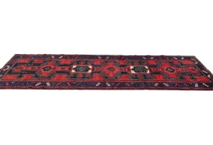 Vintage Red Floral Tribal 3'3X9'5 Hamedan Persian Runner Rug