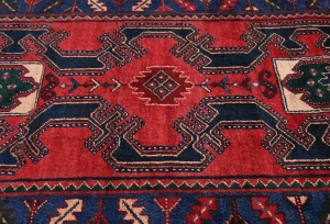 Vintage Red Floral Tribal 3'3X9'5 Hamedan Persian Runner Rug