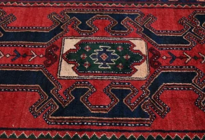 Vintage Red Floral Tribal 3'3X9'5 Hamedan Persian Runner Rug