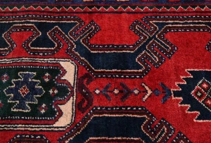 Vintage Red Floral Tribal 3'3X9'5 Hamedan Persian Runner Rug