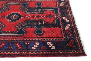 Vintage Red Floral Tribal 3'3X9'5 Hamedan Persian Runner Rug