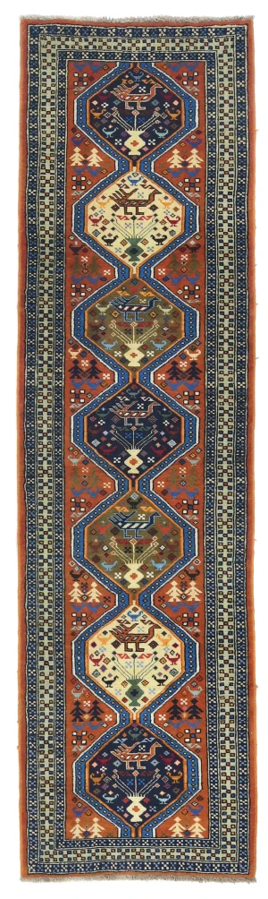 Orange Tribal Geometric 3X10 Ghoochan Persian Oriental Runner Rug