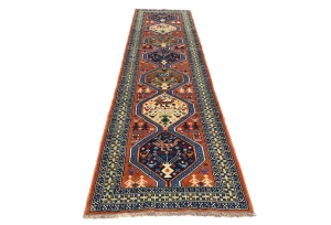 Orange Tribal Geometric 3X10 Ghoochan Persian Oriental Runner Rug
