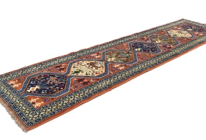Orange Tribal Geometric 3X10 Ghoochan Persian Oriental Runner Rug