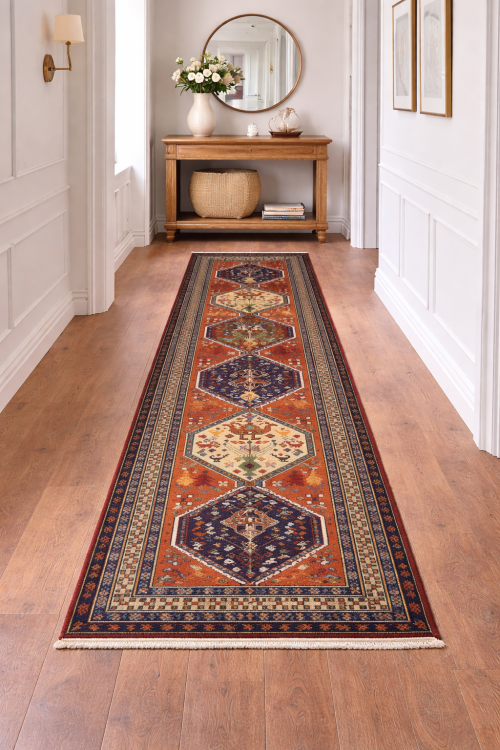 Orange Tribal Geometric 3X10 Ghoochan Persian Oriental Runner Rug