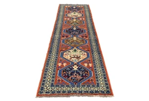 Orange Tribal Geometric 3X10 Ghoochan Persian Oriental Runner Rug