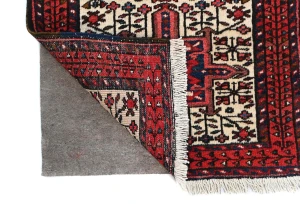 Vintage Red Geometric 2'3 X 9'2 Karajeh Persian Runner Rug