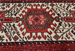 Vintage Red Geometric 2'3 X 9'2 Karajeh Persian Runner Rug