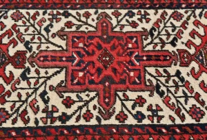 Vintage Red Geometric 2'3 X 9'2 Karajeh Persian Runner Rug