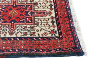 Vintage Red Geometric 2'3 X 9'2 Karajeh Persian Runner Rug