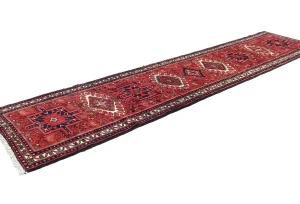 Vintage Red Tribal 2X10 Karajeh Persian Runner Rug