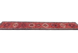 Vintage Red Tribal 2X10 Karajeh Persian Runner Rug