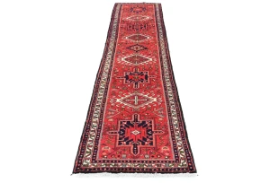 Vintage Red Tribal 2X10 Karajeh Persian Runner Rug