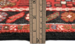 Vintage Red Geometric 3X9 Karajeh Persian Runner Rug