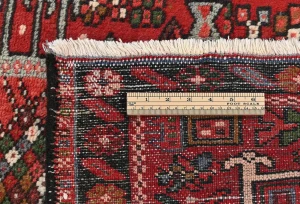 Vintage Red Geometric 3X9 Karajeh Persian Runner Rug