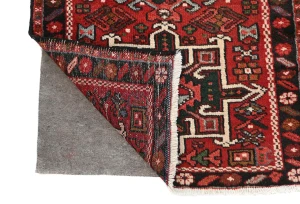 Vintage Red Geometric 3X9 Karajeh Persian Runner Rug