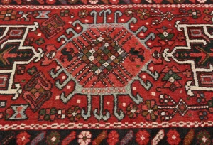 Vintage Red Geometric 3X9 Karajeh Persian Runner Rug