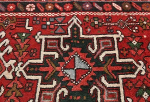 Vintage Red Geometric 3X9 Karajeh Persian Runner Rug